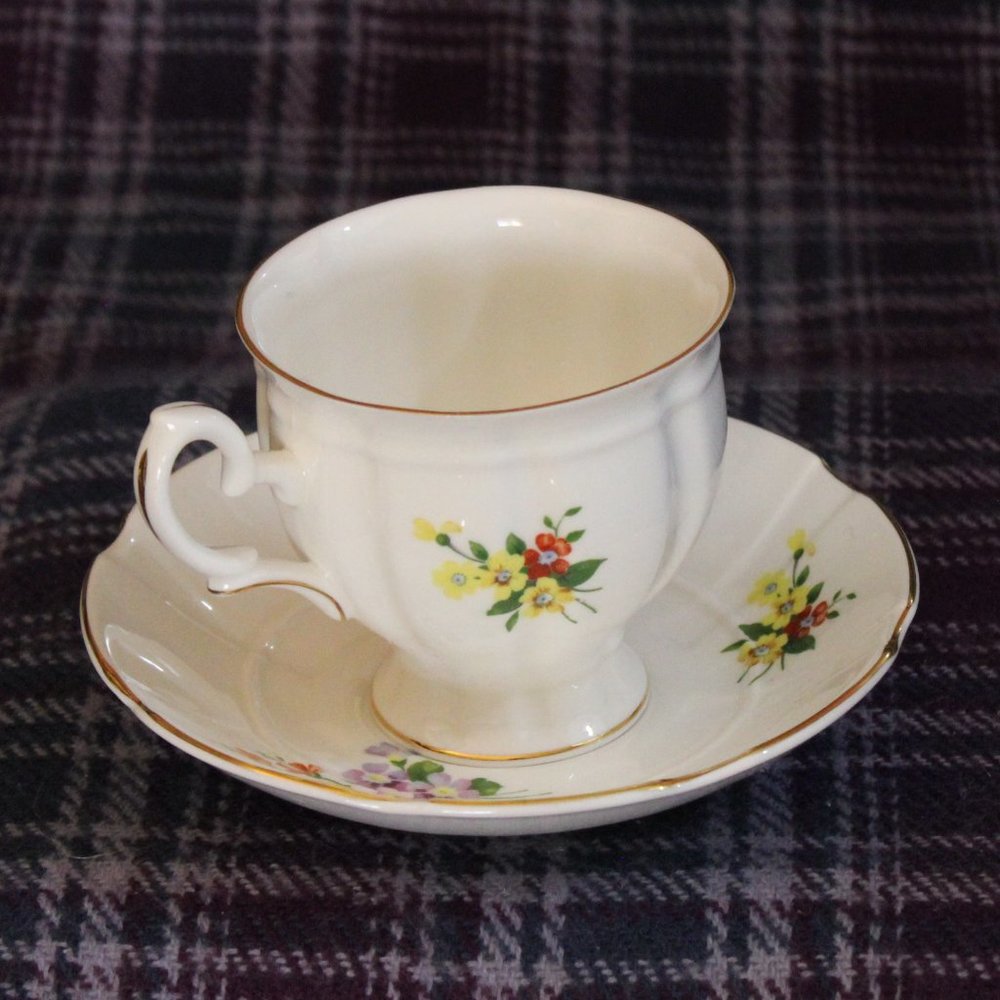 Crown Staffordshire England Fine Bone China Teacup and Saucer